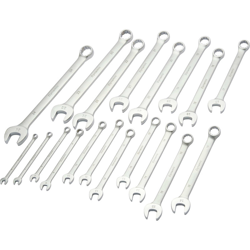 Wrench Set, Contractor Series, with Satin Finish, 19pc, Metric, Combination,  6mm - 24mm